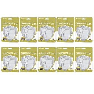 Kit 10 Carregadores Tipo C 2 Usb Atacado Nota Fiscal Barato