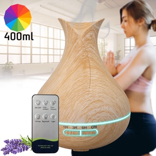 Umidificador De Ar Elétrico 400ml Estilo Madeira Led Para Decoração