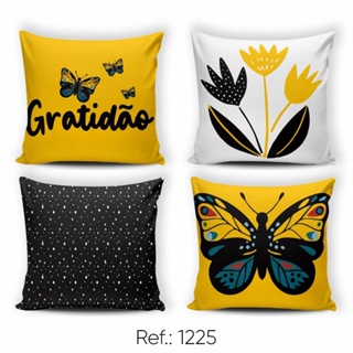 Kit: 04 almofadas CHEIAS de Almofada Estampadas Decorativas - 45x45 - Lado Rosa COM REFIL MEGA Promoção