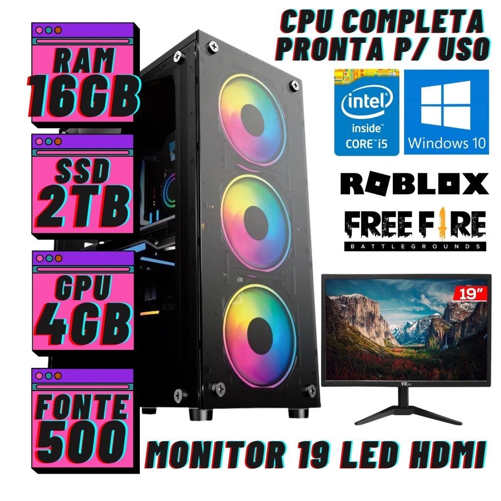 PCs Gamer para Roblox 10% Off Pix Frete Grátis