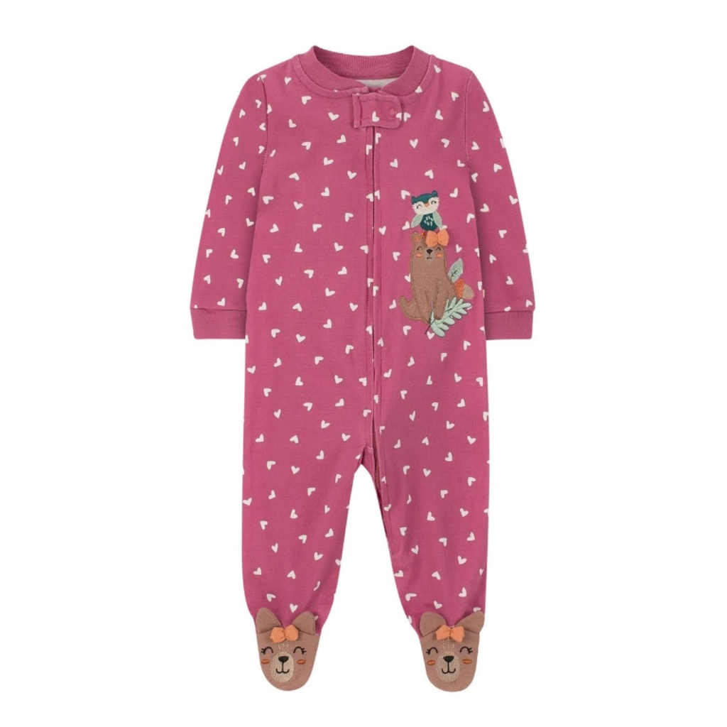 Macacão Infantil com Pezinho Pijama Urso Menina Koala Baby