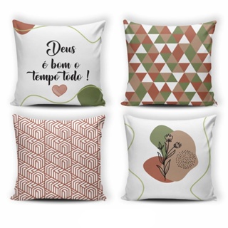Kit 4 Capas de Almofadas Decorativas Floral Elegante 45x45 Tecido Oxford