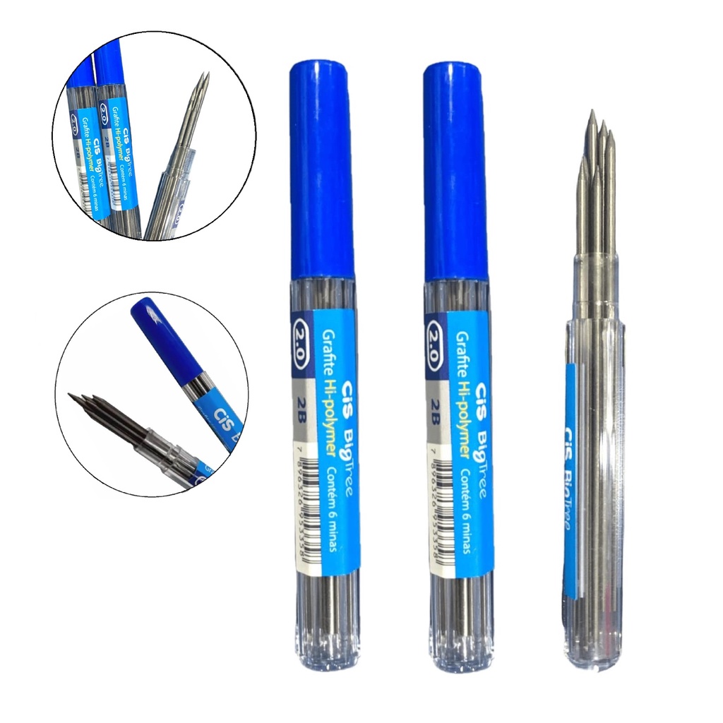 Grafite 2,0mm Cis Big Tree 2B Tubo com 6 Minas kit c/3 Uni | Shopee Brasil