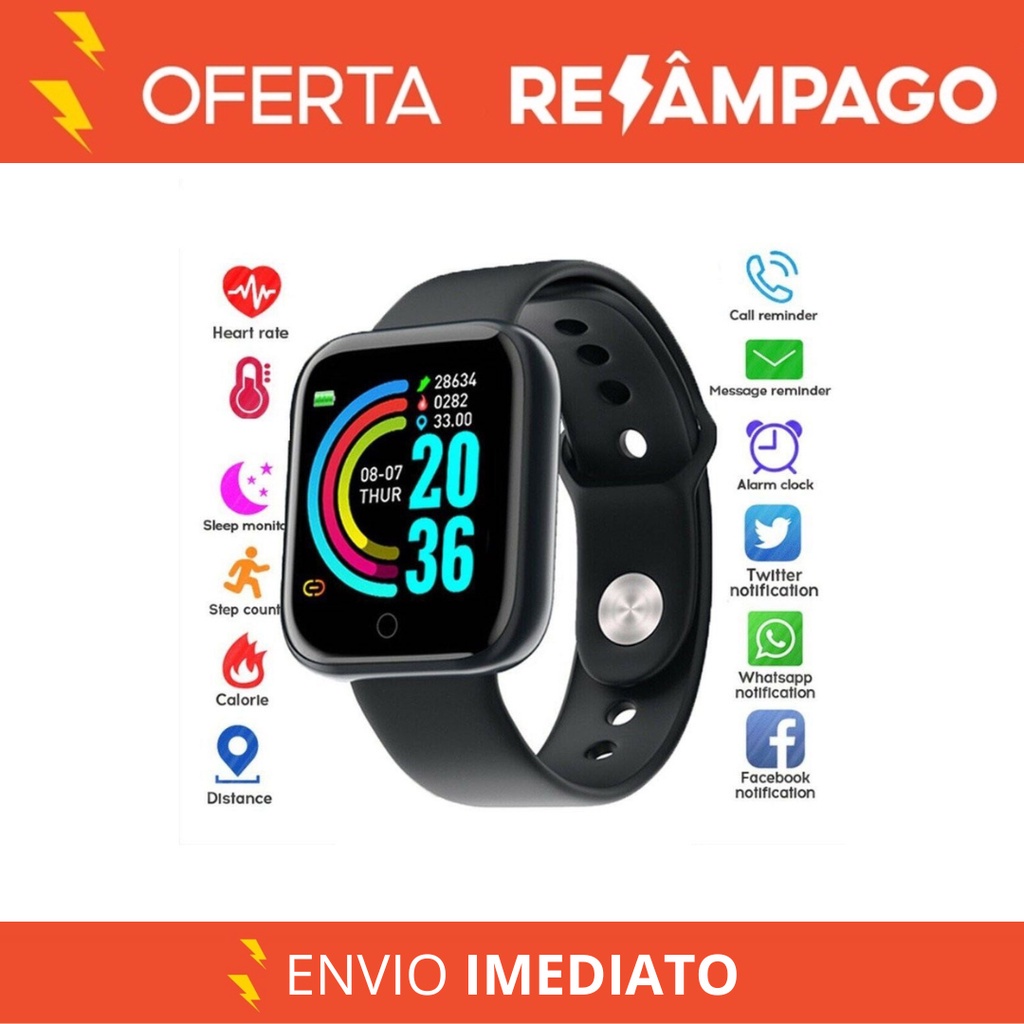 Smartwatch D20 Pro/ coloca foto na tela Esportivo Bluetooth D20 ...