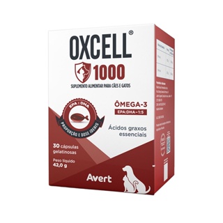 Suplemento Nutricional Avert Oxcell 30 Cápsulas para Cães e Gatos 1000mg