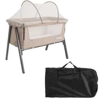 Berço Infantil Kiddo Lazy Lado A Lado Encosta Na Cama Dos Pais Com Mosquiteiro Cappuccino Até 9kg