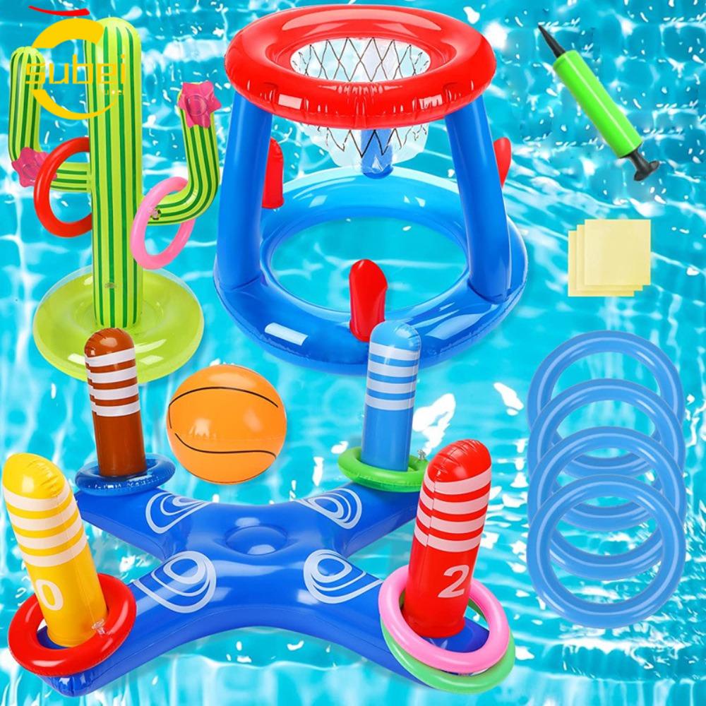 SUBEI Brinquedos De Piscina Flutuantes , Suprimentos Para Festas De Praia Jogo Interativo De Arremesso De Anel Insuflável , Acessórios Divertidos Ao Ar Livre De Bolas