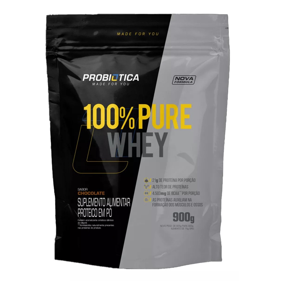 100% Pure Whey Nova Fórmula (900g) Probiótica – Chocolate