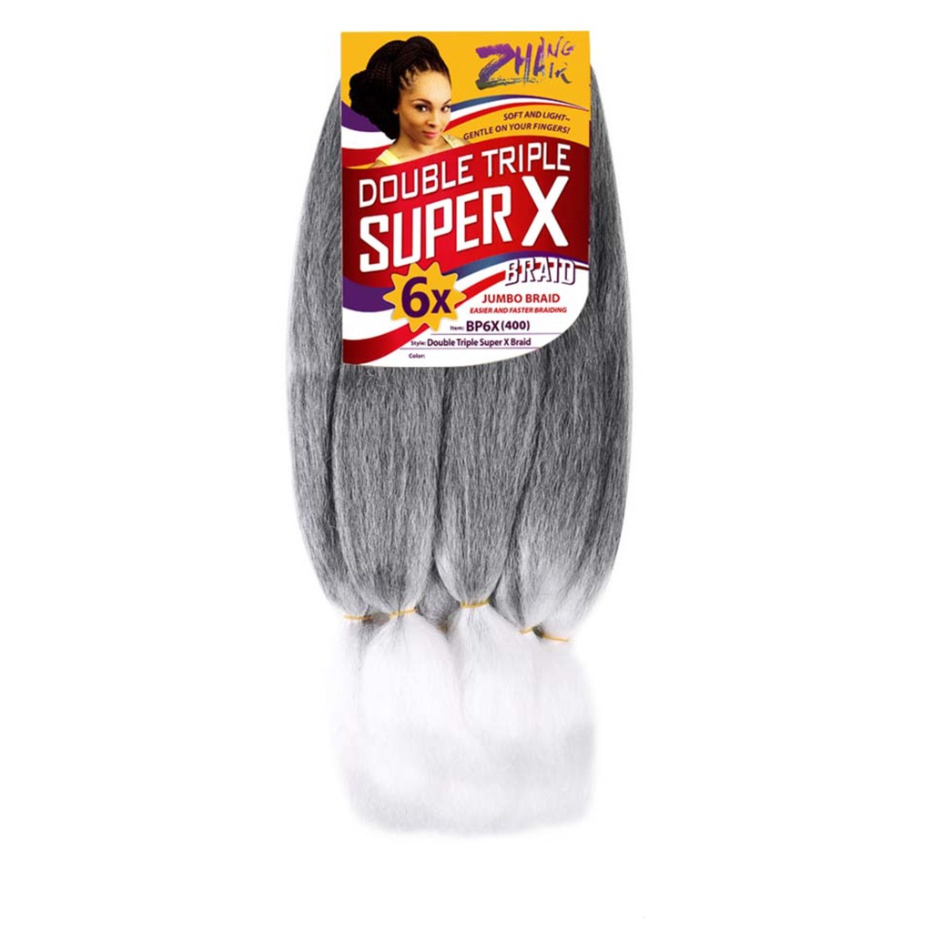 A-Lows T&M Jumbo cabelo Tranças Box Braid Super X 400g Fibra Especial PRETO/BRANCO
