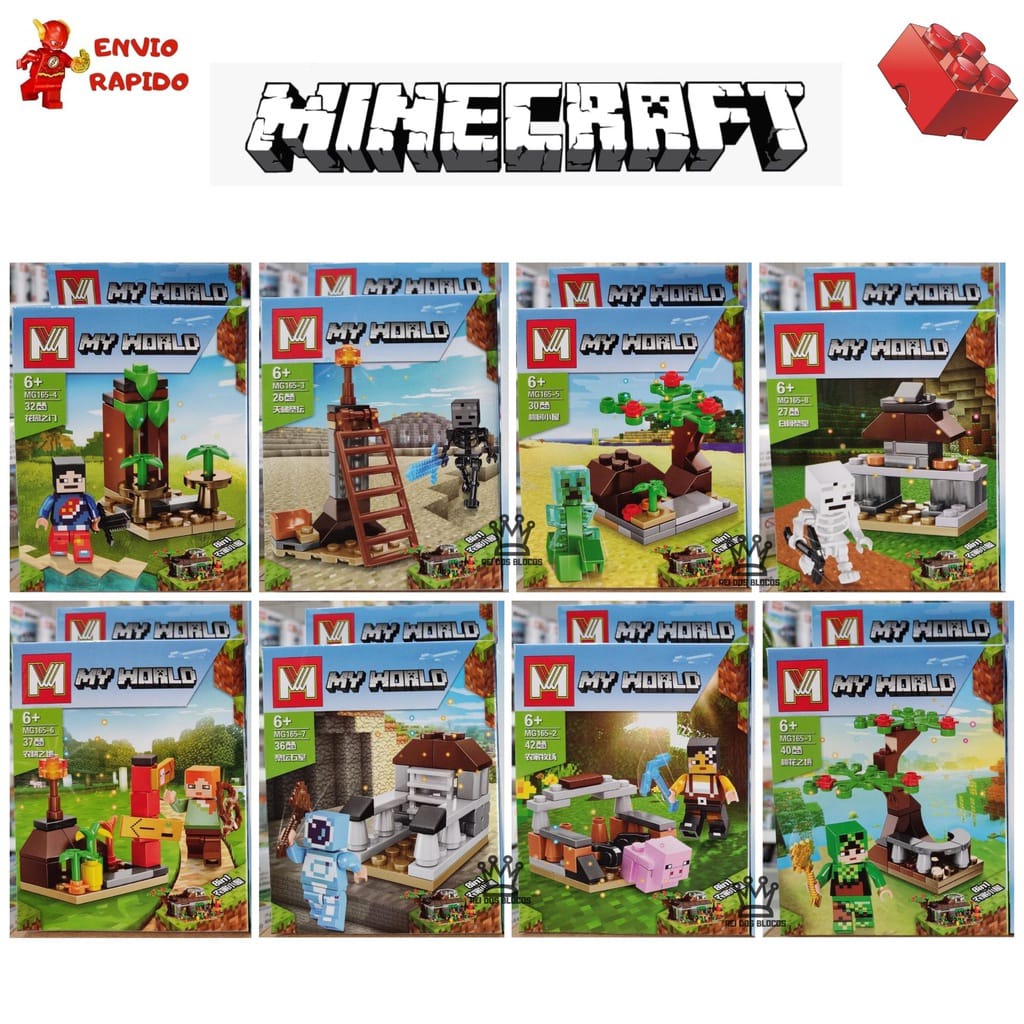 Bloco De 6 Peças Minecraft Bonecos De Construção De Blocos De Adequados  Para Personagens Lego World Mini My Series Kids Toys Gift