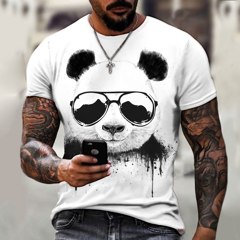 Camiseta de bolso para bebê, meninos, meninas, verão, manga curta, panda, desenhos  animados, camisetas, tops