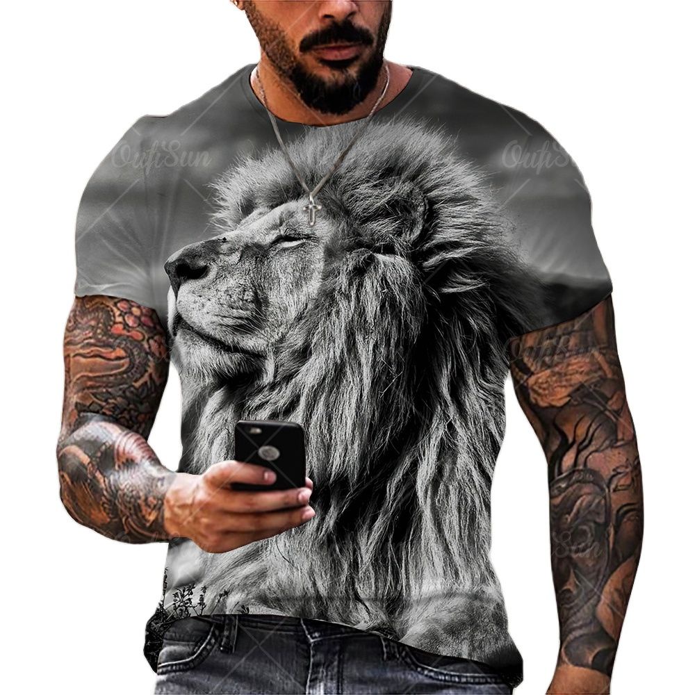 O rei dos animais tigre 3d impresso novo verão casual rua hip-hop em torno  do pescoço manga curta tamanho grande solto camisetas