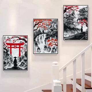 Quadro Decorativo Samurai Sakura Guerreiro, decoração casa Quadro Decorativo japonês gueixa samurai tamanho grande Decoração para sala casa cozinha quarto Quadro decorativo abstrata Moderno Decoração Sakura Guerreiro, Sunset Retro arte #07