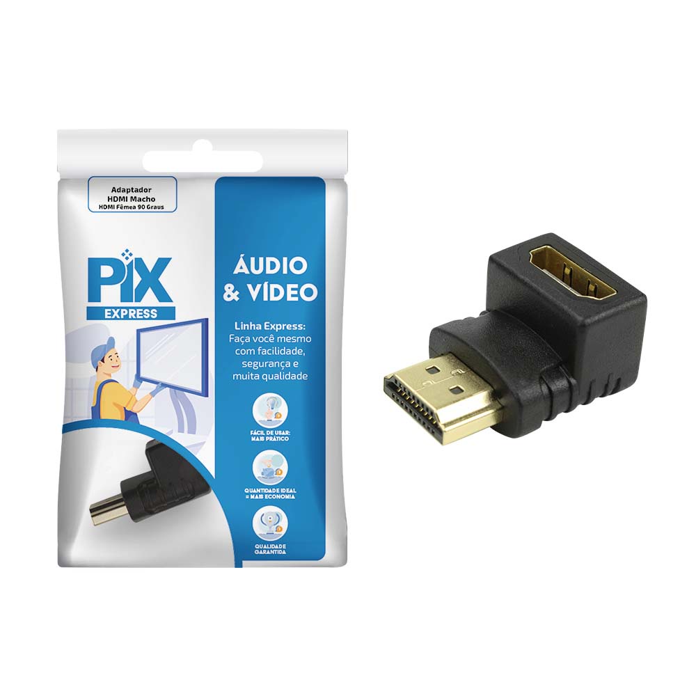 ADAPTADOR HDMI MACHO / HDMI FEMEA 90 GRAUS