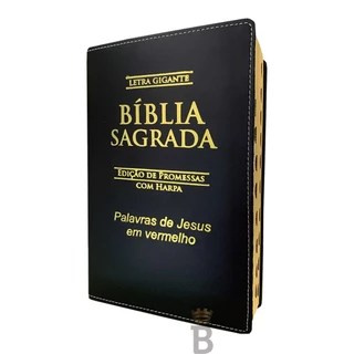 Biblia Sagrada Letra Gigante Luxo Popular - Preta - C/ Harpa E Palavras De Jesus Em Vermelho - RC