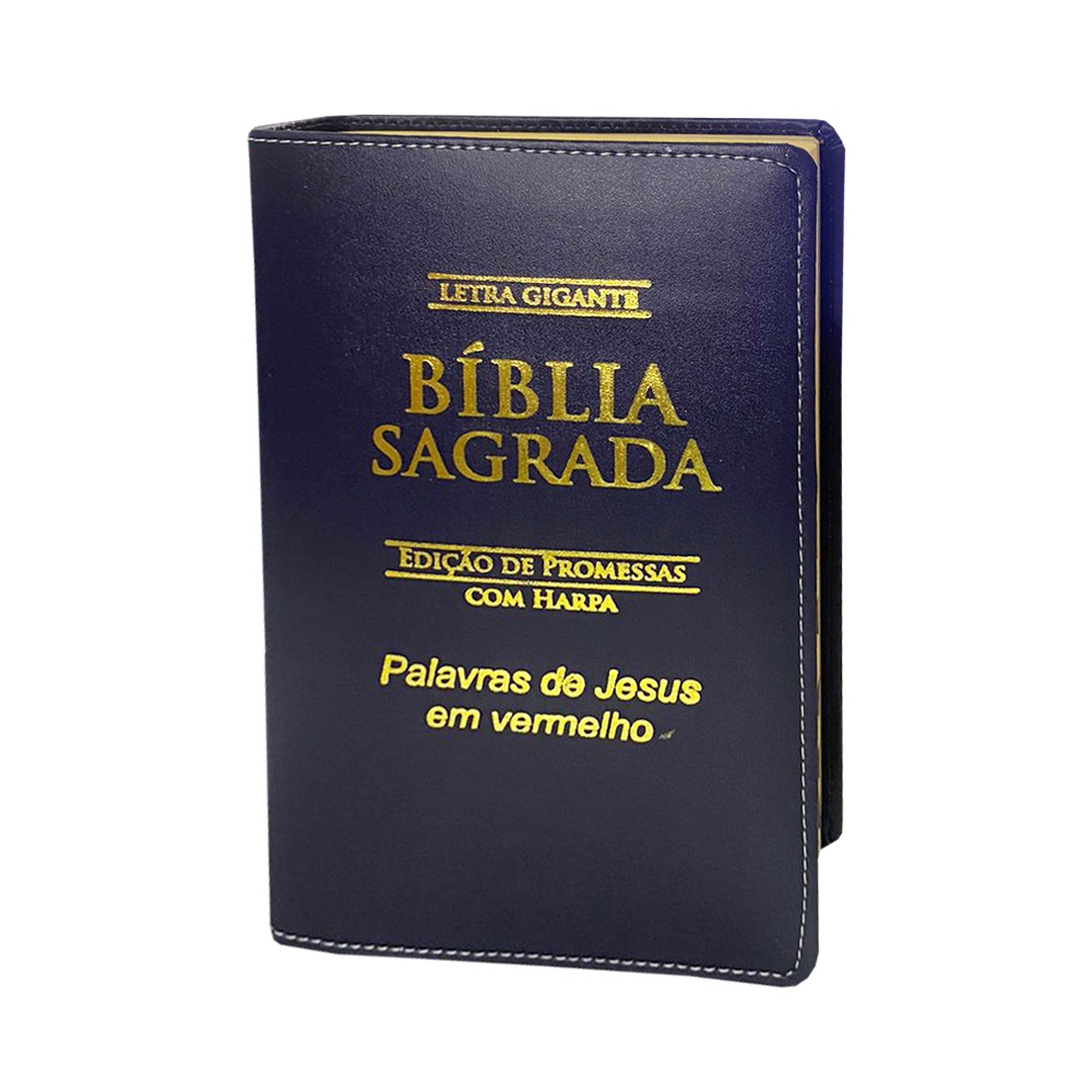 Biblia Sagrada Letra Gigante Luxo Popular - Azul - Com Harpa - RC ...