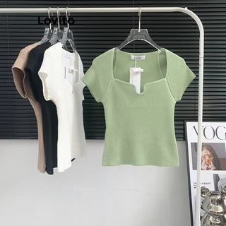 Lovito Blusa De Tricô Casual Lisa Básica Para Mulheres LNE16168 (Caqui/Verde)