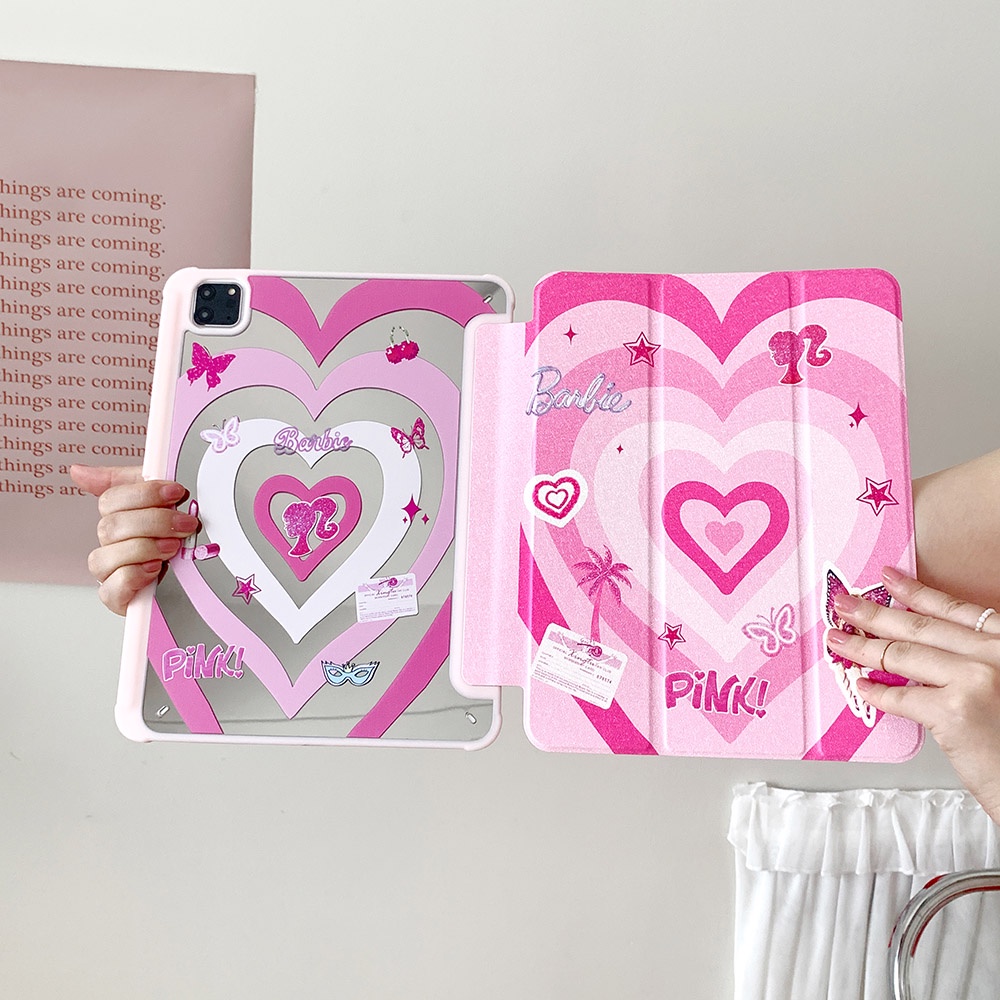 Caixa Espelhada Dura E Simples Barbie Coração Compatível Com IPad Mini6 IPad5 6 7 8 9 10 Air1 Air2 Air3 Air4 Air5 10,9 " Pro10,5 Ipad10,2 " Pro11 Pro12,9 2018 2020 2021 2022