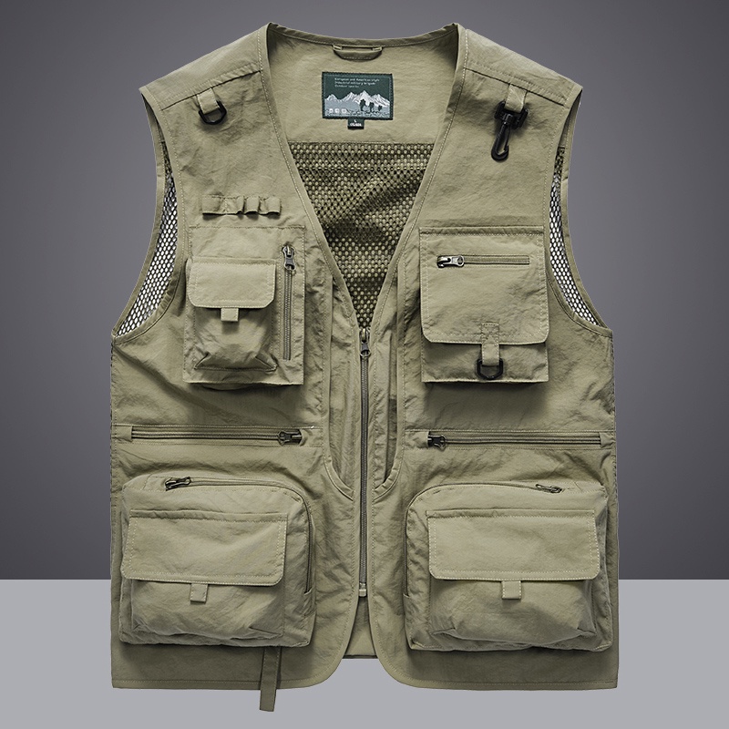 14 Bolsos Novos Homens De Verão Colete Tático De Pesca Para Fotógrafo De Cintura De Malha De Carga Sem Mangas 7XL
