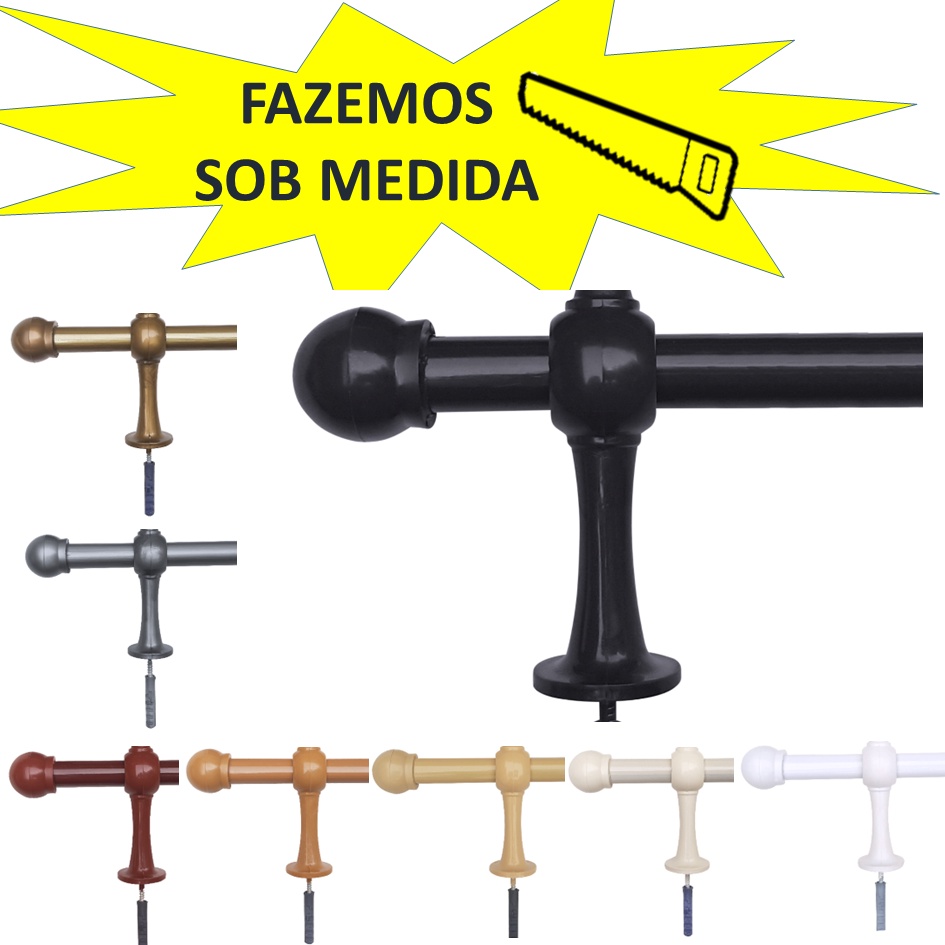 CONJUNTO VARÃO 2,30 METROS EM AÇO REVESTIDO 28MM SALA QUARTO COZINHA JANELA