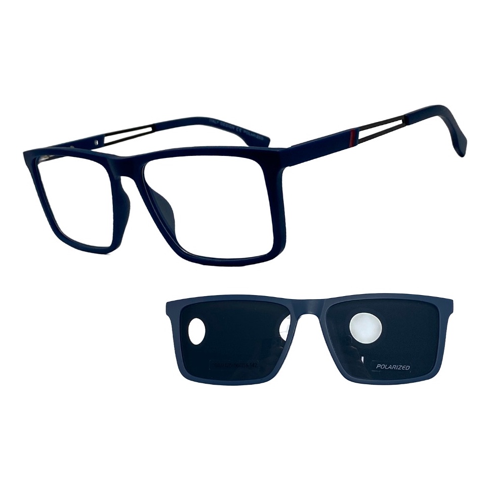 Armação Masculino Para Grau Com 2 Lentes Clipon Cm145