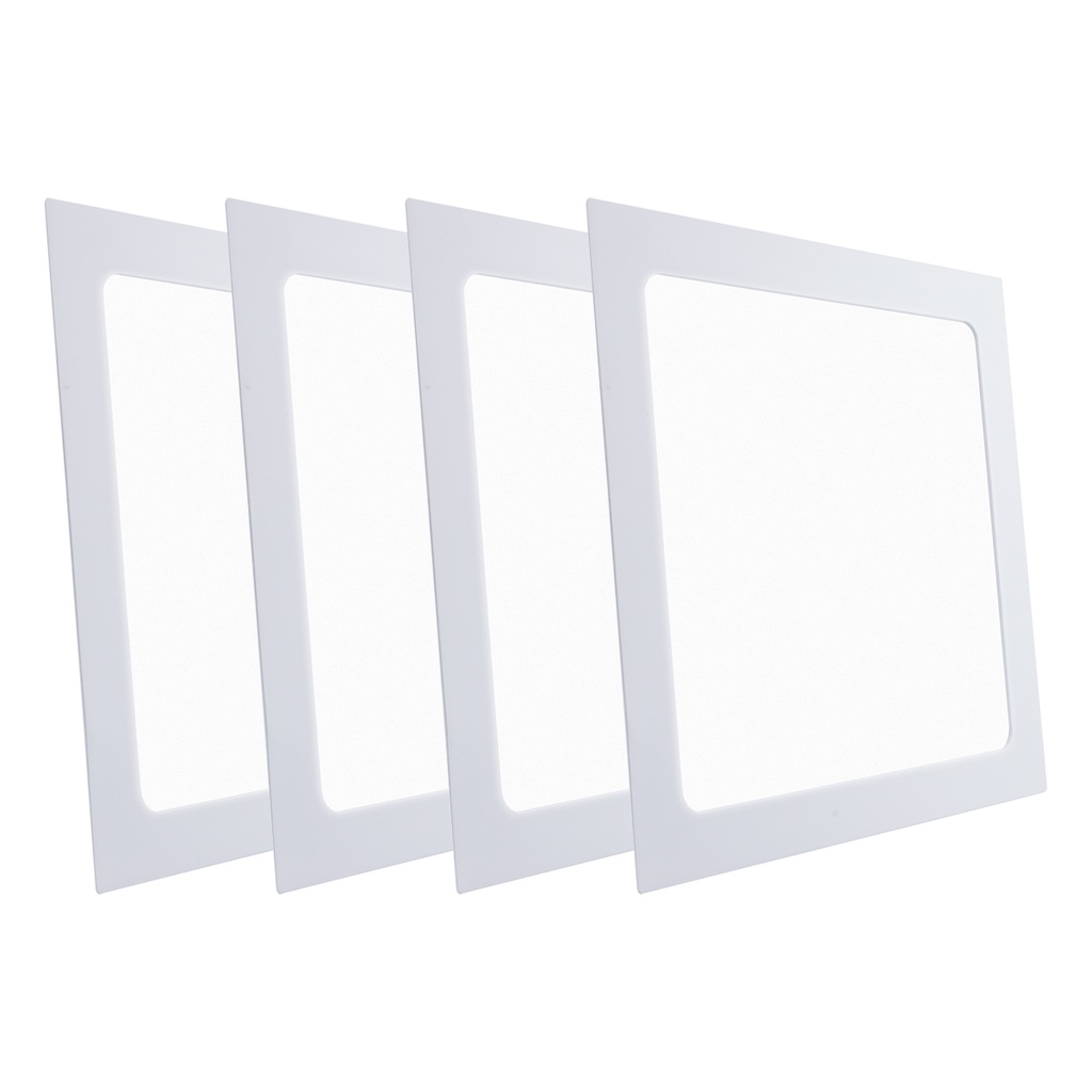 Kit 4 Painel Plafon Luminaria Quadrada Embutir 24w Branco Frio