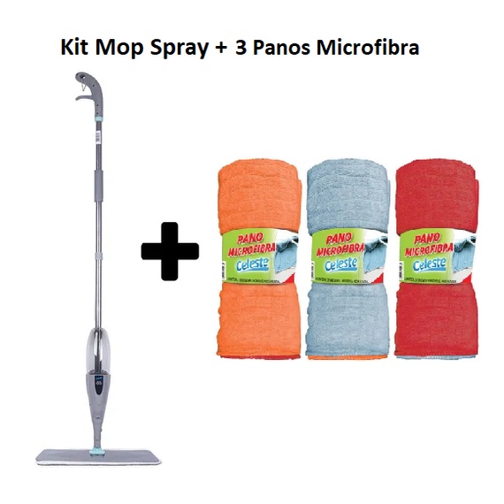 Mop Spray Com Reservatório Esfregão + 3 Panos Microfibra