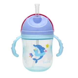 Copo Infantil Com Alça Removível Tampa Retrátil Baleia Rosa 240ml 16941 Buba