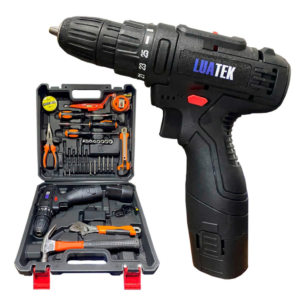 Kit Oficina Com Parafusadeira e Furadeira Profissional Luatek 12v ...