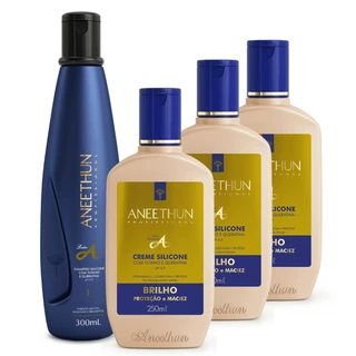 Kit Linha A Shampoo e 3 Cremes de Silicone Aneethun 250ml