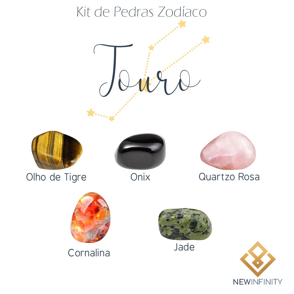 Kit de Pedras Cristais dos Signos Touro - 5 pedras naturais proteção e ...