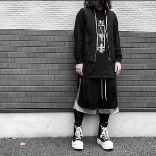R RICK OWENS Padrão de Impressão Escura Imprimir camiseta de meia manga solta Tendência masculina preta