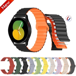 Pulseira Magnética De Silicone Para Relógio Samsung Galaxy FE 4 5 6 7 40mm 44mm Clássico 42mm 46mm Relógio5 pro 45mm Com Fivela De Laço