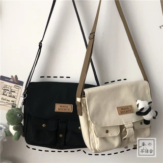 Saco De Ombro Feminino Harajuku Japonês Coreano INS Retro Lona Para Estudantes