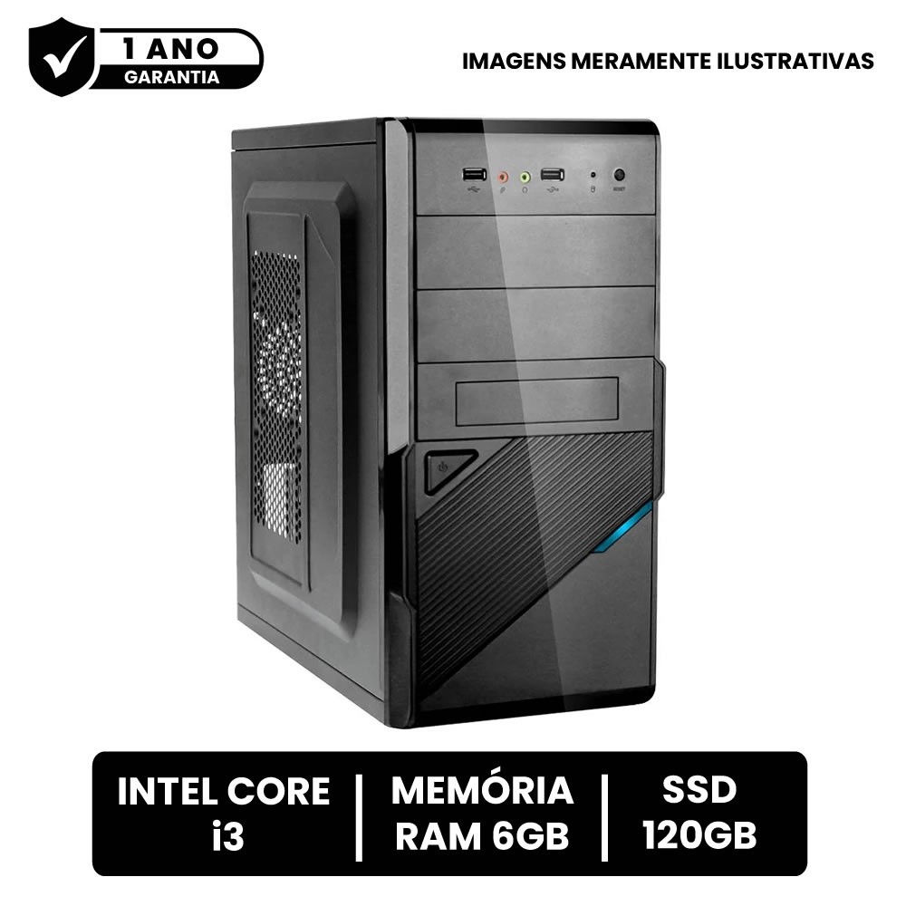 Computador Cpu Intel Core I3 6gb de Ram Ssd 120gb com Pacote Office