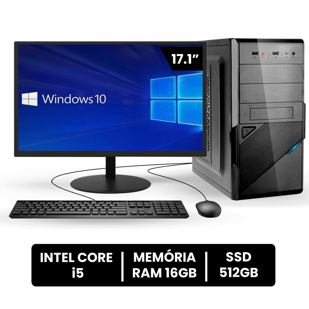 Pc Gamer Completo 3green Fps Intel Core I5 16gb Ram Geforce Gtx 4gb Ssd  512gb Monitor 20 75hz Fonte 500w 3gf-026