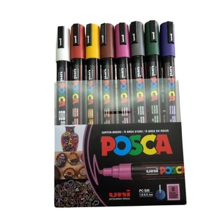 Estojo Caneta Posca Marcador Ponta 5m - 8 Cores Dark Colors