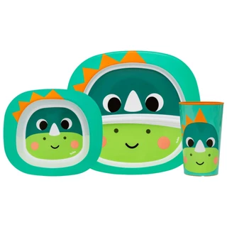 Kit Refeição Infantil Prato Tigela Bowl Copo Bubazoo Dino 16306 Buba