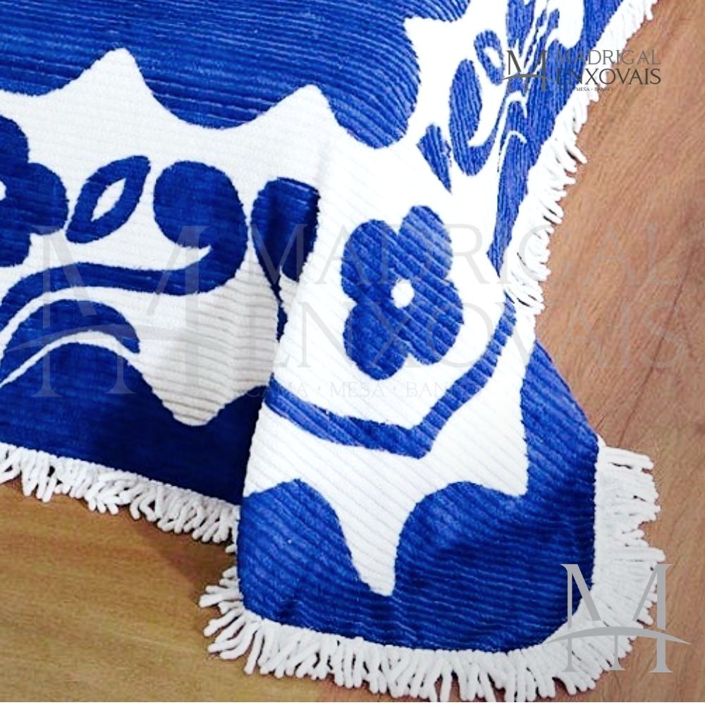 Colcha Chenille Jolitex Casal FLÓRIDA Com Franja 2,20x2,40m Azul