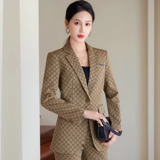 Khaki Suit Jacket Women Spring Autumn 2023 Novo Estilo High-End Fashionable Fato Casual Pequeno e Moda