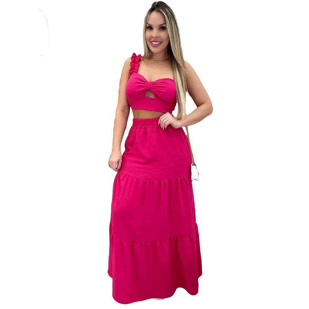 Conjunto Saia Longa E Cropped Mula VerÃo Shopee Brasil 3616