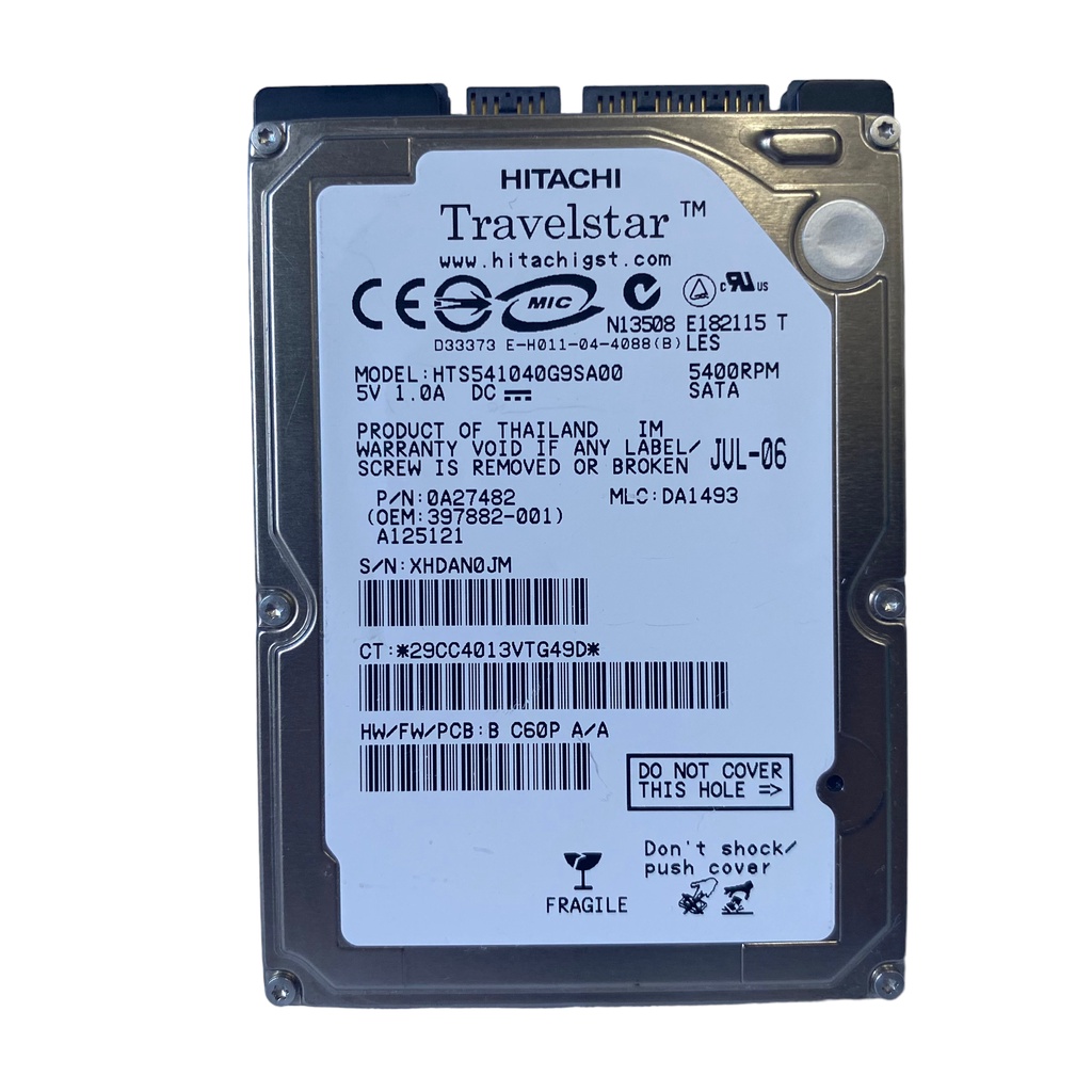 Disco Rigido Hd Interno Hts541040g9sa00 40gb 2,5 Sata Hitachi Notebook ...