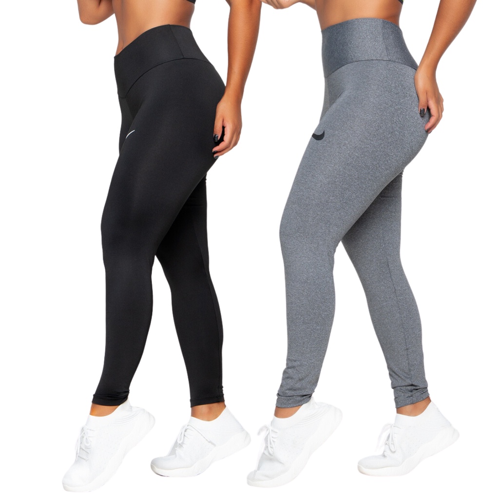 Kit 2 Calças Legging Feminina Suplex Cintura Alta e Zero Transparência