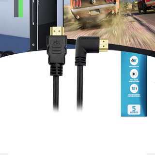 Cabo Hdmi 2.0 Em L 90 Graus 30 AWG 5 Metros 4k HDR Para Tv Monitor Jogos Esportes Filmes CFTV Gold