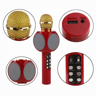 Ws1816 sem fio bluetooth karaoke microfone handheld música áudio telefone alto-falante cantando ktv flash led luz microfones