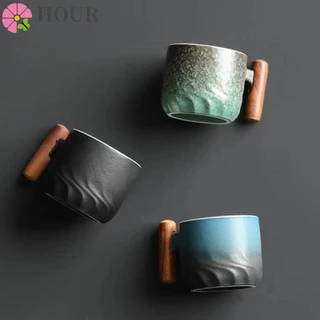 HOUR Filter Caneca De Chá , Gradient Glaze Ceramics Cerâmica Retro Coffee Cup , Fashion Solid Color Handle Escritório De Xícaras De Café Feitas À Mão