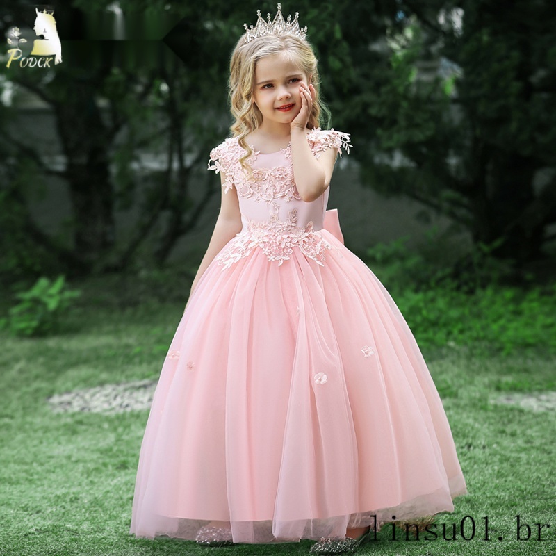 Formal Crianças Longo Da Dama De Honra Vestido Para Meninas Traje Floral  Prom Vestidos De Princesa Menina De Casamento Festa