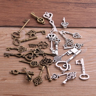 10/20/30pcs Vintage Metal Mixed Duas Cores Pequenas Chaves Pingentes De Encanto Para Jóias Fazendo Diy Feitas À Mão