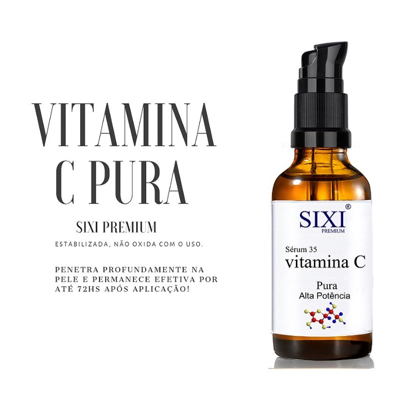 Serum vitamina C 35% pura para pele Sixi Premium | Shopee Brasil