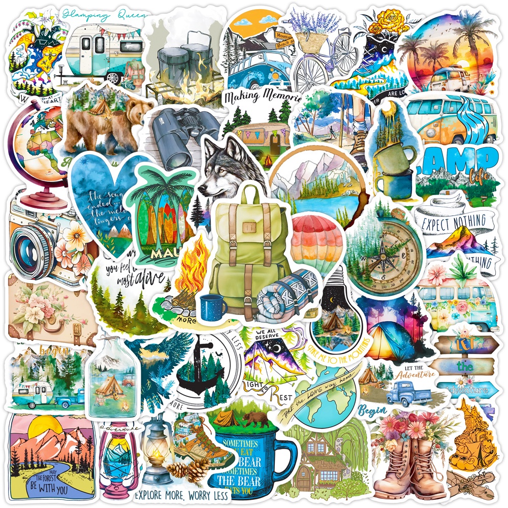 50PCS INS Styles Outdoor Travel Stickers De Grafite À Prova D'água Para Capacete De Bicicleta Decalques De Lápis LanLanStickersWorld